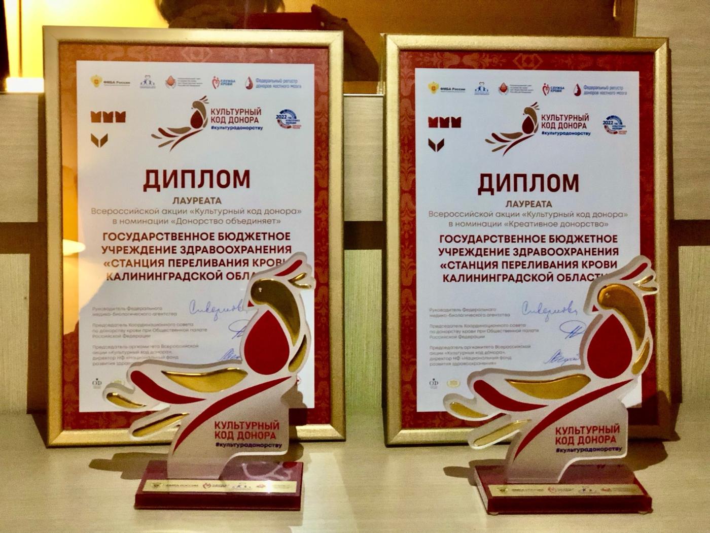  Калининградцы стали лауреатами в двух из шести номинаций всероссийской акции #КультураДонорству 
